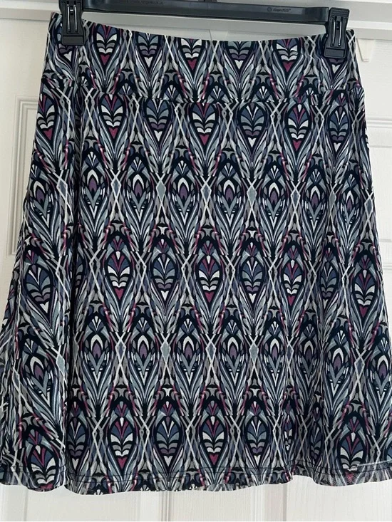 Esprit Vintage Patterned A-Line Skirt in Navy, Purple, Gray & Pink Size L - Picture 7 of 7